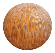 Benzara Contemporary Ribbed Finish Sandstone Decor Ball with Lights, Brown