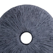 Benzara Ribbed Round Sandstone Wall Decor with Cut Out at Centre, Medium, Gray