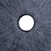 Benzara Ribbed Round Sandstone Wall Decor with Cut Out at Centre, Medium, Gray