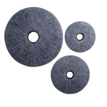 Benzara Ribbed Round Sandstone Wall Decor with Cut Out at Centre, Medium, Gray