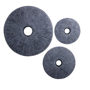 Benzara Ribbed Round Sandstone Wall Decor with Cut Out at Centre, Medium, Gray