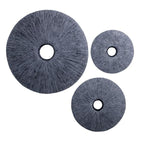 Benzara Ribbed Round Sandstone Wall Decor with Cut Out at Centre, Large, Gray