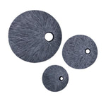 Benzara Ribbed Round Sandstone Wall Decor with Cut Out Near the Edge, Large, Gray