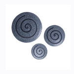 Benzara Round Sandstone and Glass Wall Decor with Spiral Design, Large, Gray