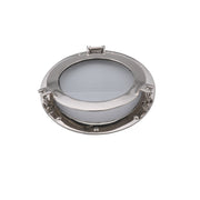 Benzara Glass Inserted Aluminum Porthole Wall Decor With Hinge Joint, Gray