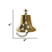 Benzara Nautical 6 Inch Metal Ship Bell with Wall Bracket, Gold