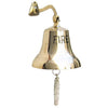 Benzara Metal Fire Bell With Knotted Lanyard And Wall Bracket, Gold