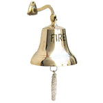 Benzara Metal Fire Bell With Knotted Lanyard And Wall Bracket, Gold