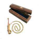 Benzara Brass / Copper Bosun Navy Call Whistle With Wood Box