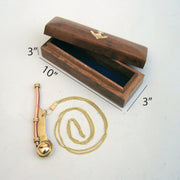 Benzara Brass / Copper Bosun Navy Call Whistle With Wood Box