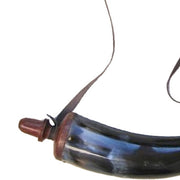 Benzara Ancient Style Powder Horn With Long Strap, Black and Brown