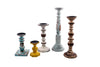 Benzara Distressed Finish Wooden Pillar Shaped Candle Holder, Set of 5, Multicolor