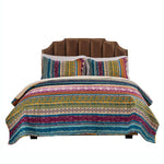 Benzara BM42349 Tribal Motif Print Cotton Twin Quilt Set with 1 Pillow Sham, Multicolor