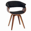Benzara Fabric Padded Curved Seat Chair with Angled Wooden Legs, Charcoal Gray