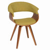 Benzara Fabric Padded Curved Seat Chair with Angled Wooden Legs, Green and Brown