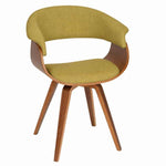Benzara Fabric Padded Curved Seat Chair with Angled Wooden Legs, Green and Brown