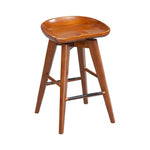 Benzara BM61419 Contoured Seat Wooden Swivel Counter Stool with Angled Legs, Walnut Brown