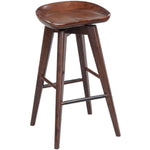 Benzara BM61422 Contoured Seat Wooden Frame Swivel Barstool with Angled Legs, Natural Brown