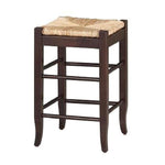 Benzara BM61435 Rush Woven Wooden Frame Counter Stool with Saber Legs, Beige and Dark Brown