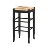 Benzara BM61438 Rush Woven Wooden Frame Barstool with Saber Legs, Beige and Black