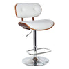 Benzara Leatherette Metal Frame Swivel Stool with Adjustable Height, White and Brown