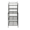 Benzara BM72842 5 Tier Storage Metal Bakers Rack with Scrollwork Top, Gunmetal Gray