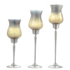 Benzara Fanciful Candle Holder With Gold Gray Shaded Glass (Set of 3)