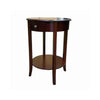 Benzara Round Shaped End Table with 1 Drawer and Tapered Legs, Cherry Brown