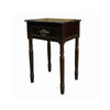 Benzara Square Shaped End Table with Turned Tapered Legs and 1 Drawer, Cherry Brown