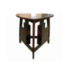Benzara Wooden Accent Table with Tripod Base and Magazine Holder, Cherry Brown