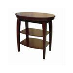 Benzara Oval Shaped Wooden End Table with 2 Shelves and Swivel Top, Brown