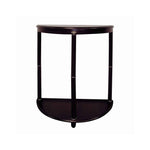 Benzara Crescent Shape Wooden End Table with Lower Shelf, Cherry Brown