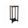 Benzara Square End Table with Marble Top and Lower Shelf, Cherry Brown