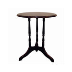 Benzara Round Shaped Wooden End Table with Spiral Legs, Cherry Brown