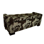 Benzara BM94740 Floral Print Fabric Upholstered Metal Frame Storage Bench, Brown