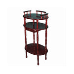 Benzara 3 Tier Wooden Phone Table with Turned Legs, Cherry Brown