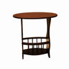Benzara Wooden Magazine Rack with Round Top Shelf, Cherry Brown