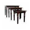 Benzara 3 Piece Wooden Nesting Tables with Turned Tapered Legs, Cherry Brown