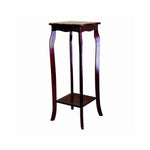 Benzara Wooden Phone Table with Cabriole Legs Support, Cherry Brown