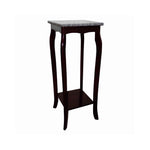 Benzara Square Wooden Phone Table with Cabriole Legs, Cherry Brown