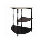 Benzara Traditional Style Wooden 3 Tier Half Table with Turned Legs, Dark Brown