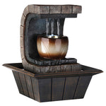 Benzara BM95352 C Shaped Polyresin Frame Fountain with Tapered Base and Led Lights, Brown
