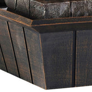 Benzara BM95352 C Shaped Polyresin Frame Fountain with Tapered Base and Led Lights, Brown