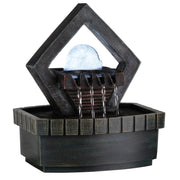 Benzara BM95353 Geometric Polyresin Frame Fountain with Crystal Like Plastic Ball, Brown