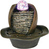 Benzara BM95354 8`` Polyresin Frame Table Fountain with Hat Shape Base, Dark Brown