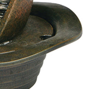 Benzara BM95354 8`` Polyresin Frame Table Fountain with Hat Shape Base, Dark Brown