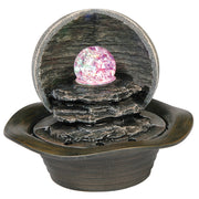 Benzara BM95355 8`` Polyresin Frame Table Fountain with Hat Shape Base, Gray and Brown