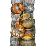 Benzara BM95363 Polyresin Frame Fountain with LeveLed Pot Pitchers, Gray and Brown