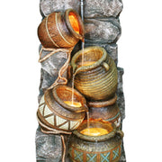 Benzara BM95363 Polyresin Frame Fountain with LeveLed Pot Pitchers, Gray and Brown