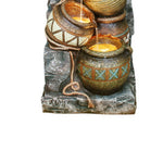 Benzara BM95363 Polyresin Frame Fountain with LeveLed Pot Pitchers, Gray and Brown